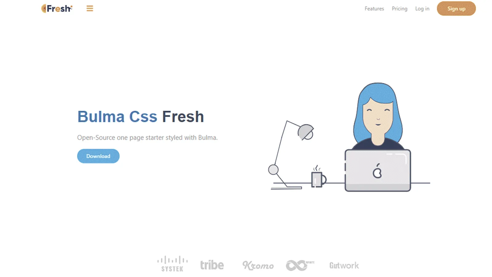 Fresh Open-Source one-page design styled with Bulma CSS - Card Image.