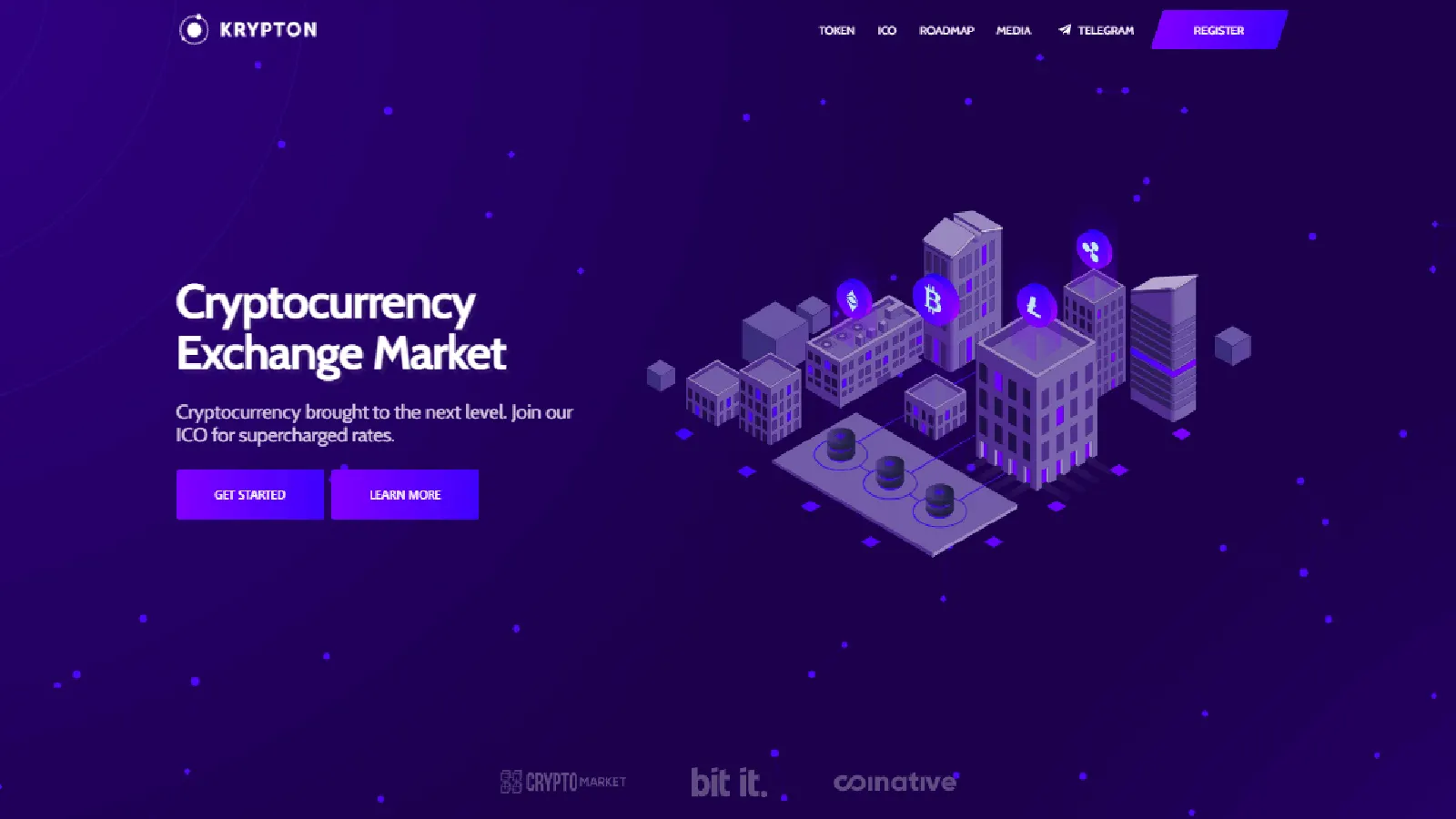 Krypton Open-Source Cryptocurrency Starter styled with Bulma CSS - Card Image.